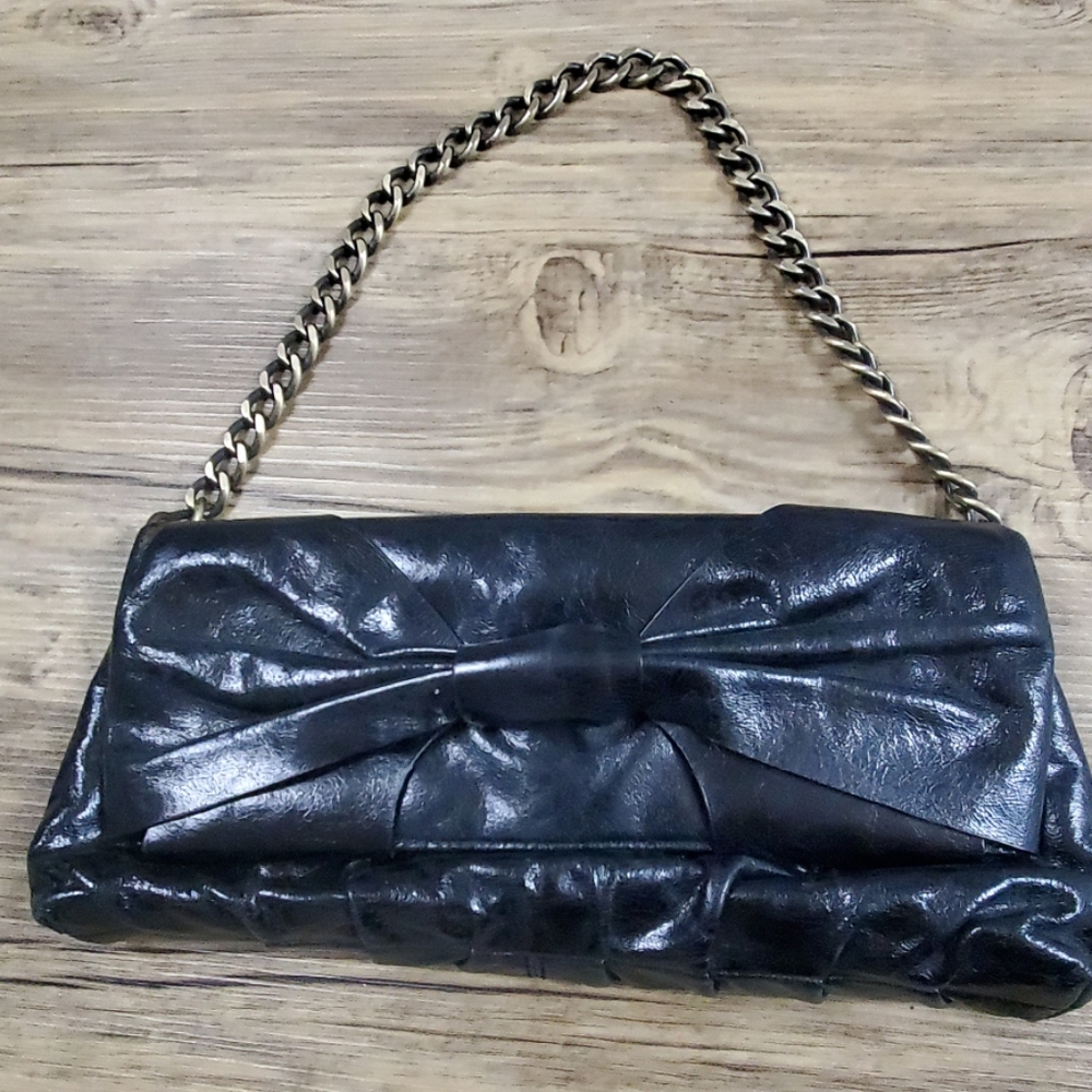 Hobo clutch with gold handle chain